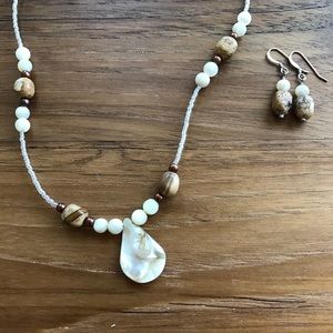 Mother of Pearl, Jasper and Copper Necklace Set